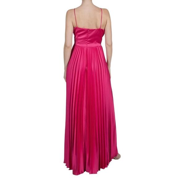 NWT Julia Jordan Pink Sunburst Pleated Satin Maxi Dress *Flawed Gem* - Picture 2 of 8